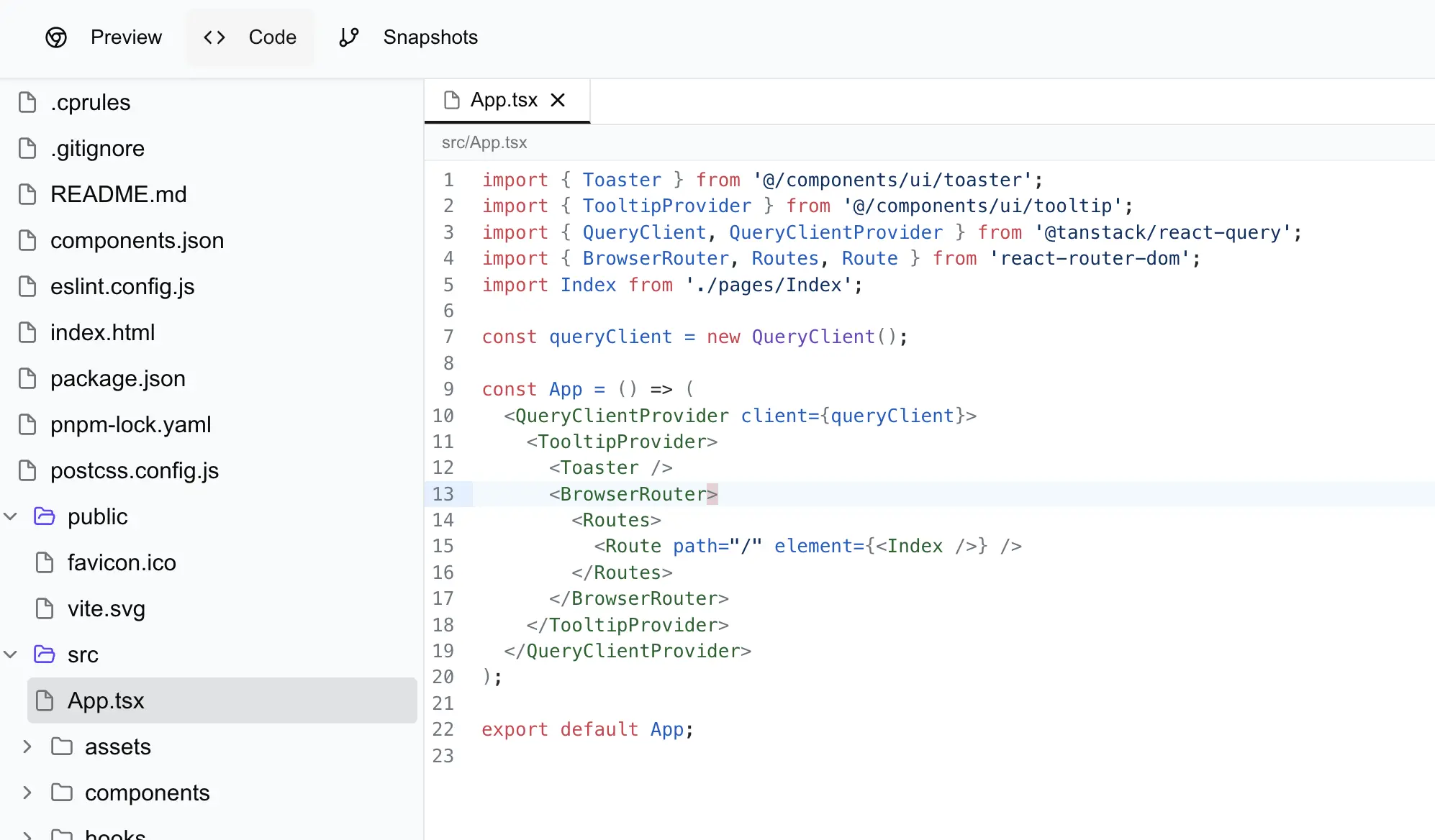 Code Editor Interface